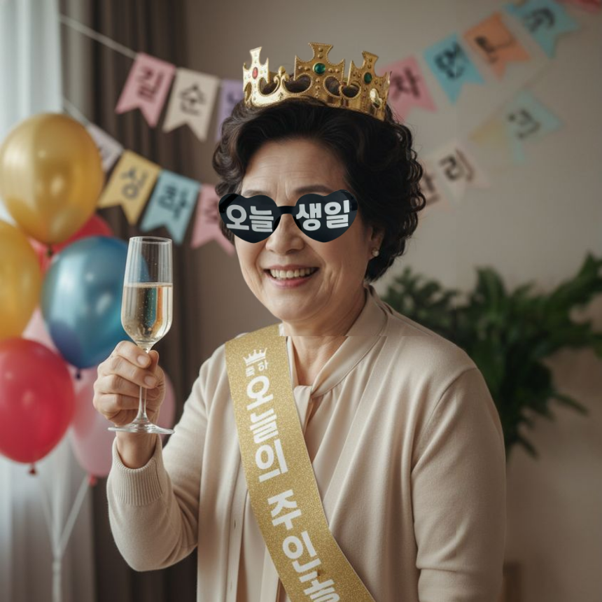 부모님 생신 이벤트 왕관 어깨띠 세트, 1세트, 오늘생일 안경, 현재가 12,840원