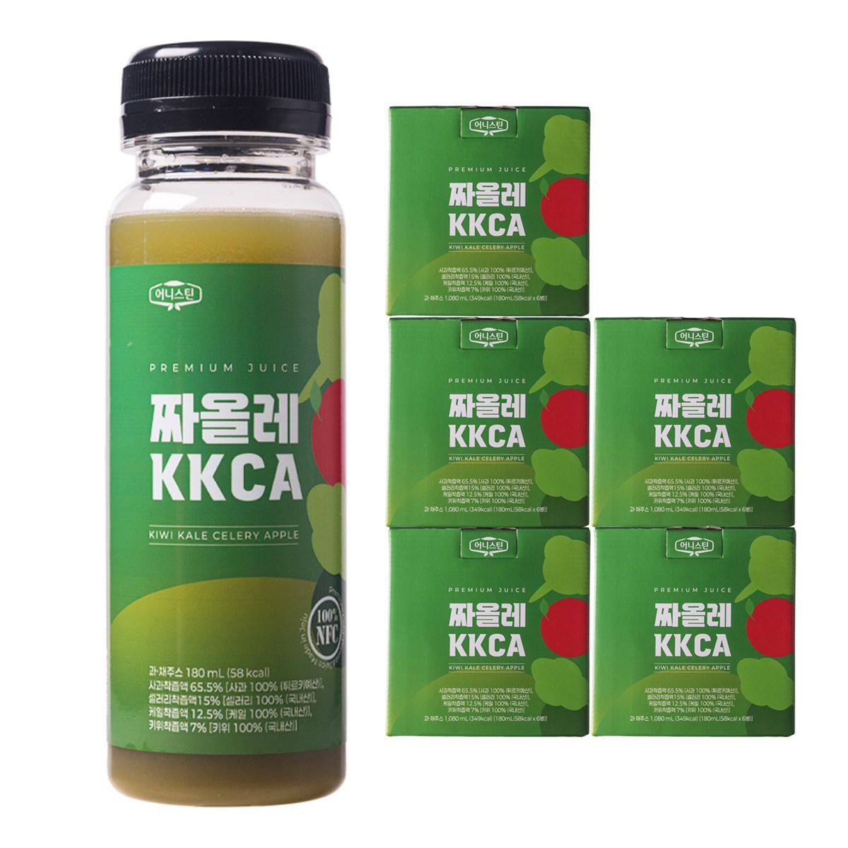 어니스틴 짜올레 KKCA 키위 케일 주스 / 물 타지 않고 원물 그대로 착즙한 냉동 주스 / 키위 케일 샐러리 사과, 30개, 180ml 90,090원