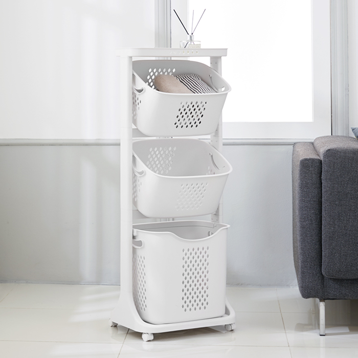 네이쳐리빙 모던 트롤리 스윙 빨래바구니 아이보리 18,900원