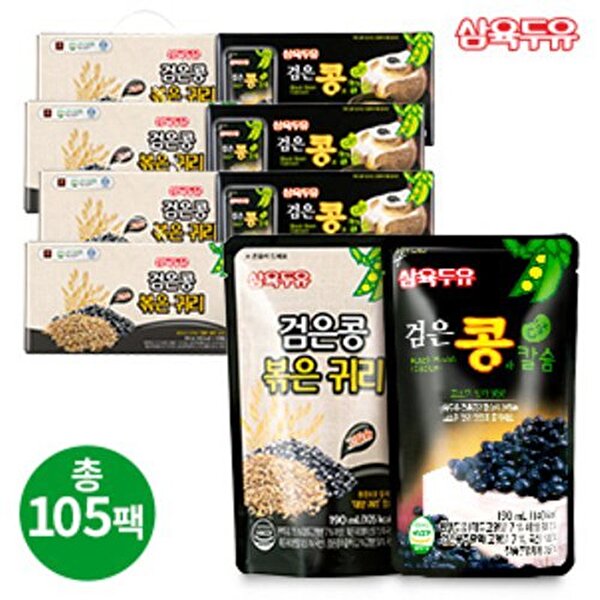 삼육두유 [무료체험5팩] 삼육 검은콩 볶은귀리두유 60팩 + 검은콩과칼슘 45팩 (총 105팩) 48,320원