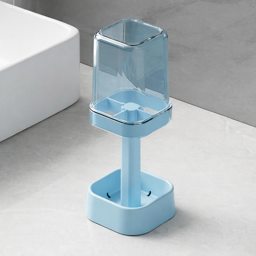 뚜껑포함 플라스틱 물빠짐 비치형 칫솔 치약 거치대, 블루, 1개 15,000원