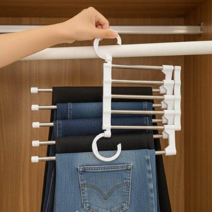에투마 협소공간절약 5단 바지걸이, 화이트, 3개 13,900원