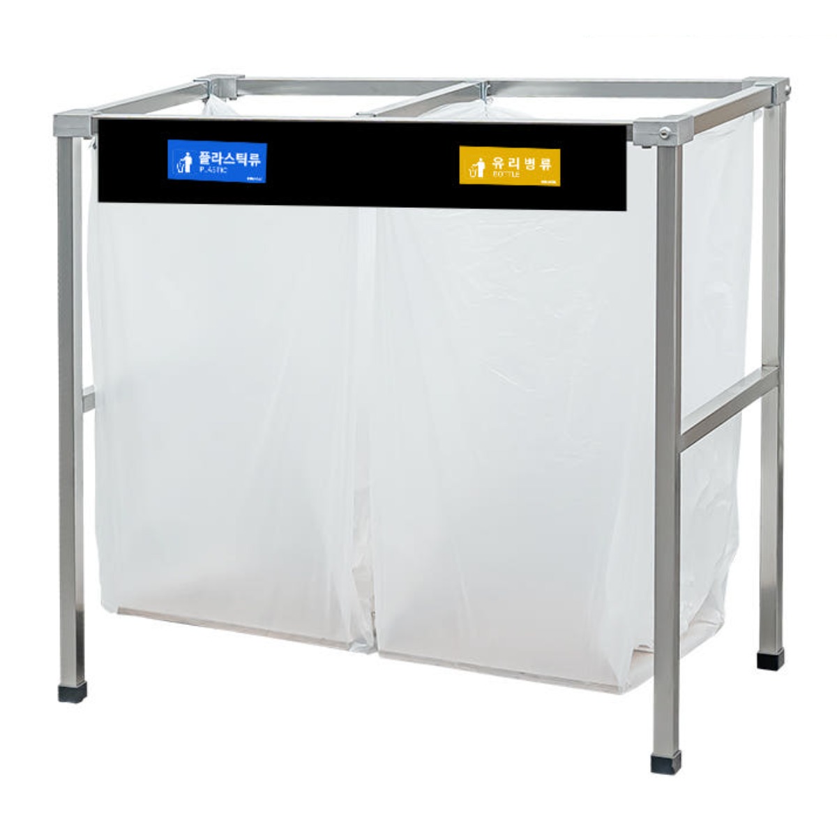 이지클립 스텐레스 아파트 야외 대형 재활용 분리수거함 분리수거대 마대 거치대, 이지클립 2구 명판형 62,900원