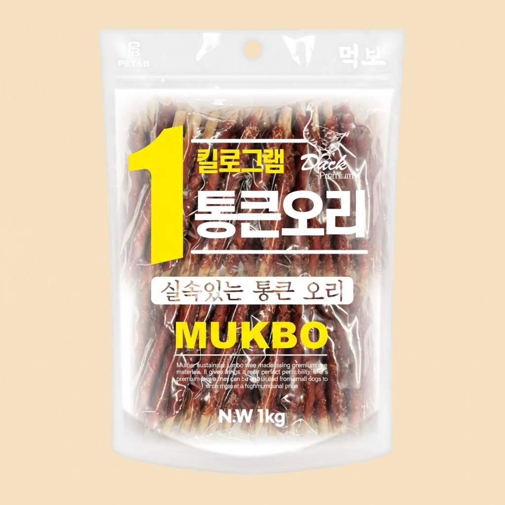 먹보 리얼 통큰 대용량 1킬로 강아지간식, 1개, 1kg, 오리말이껌 14,500원