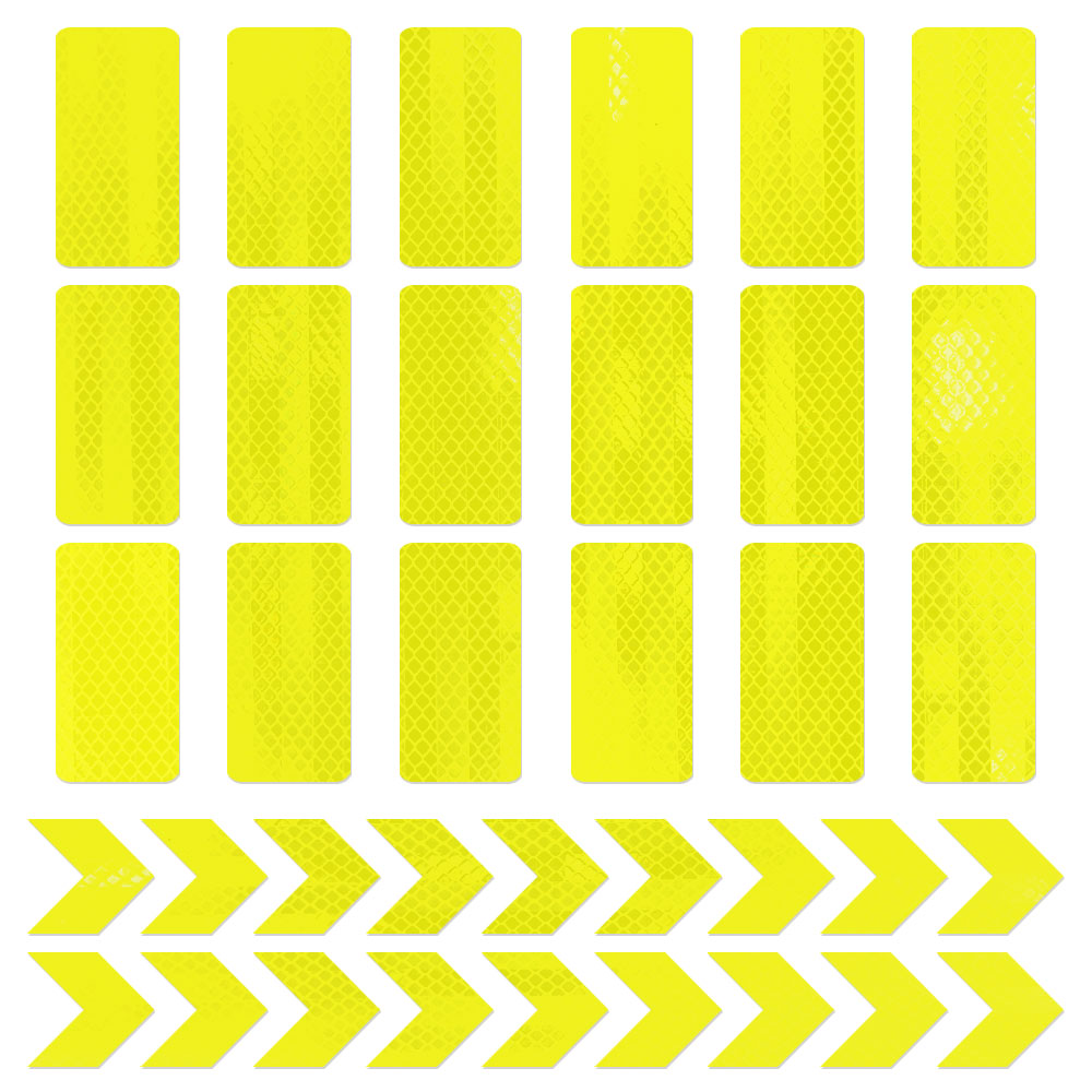 라쿤마켓 다용도 안전 반사 스티커 36매 직사각형 18매+화살표 18매 차량용 야간 반사 자전거 화물차 어린이 경고 방수 경고 스티커, 1개, 옐로우 8,900원