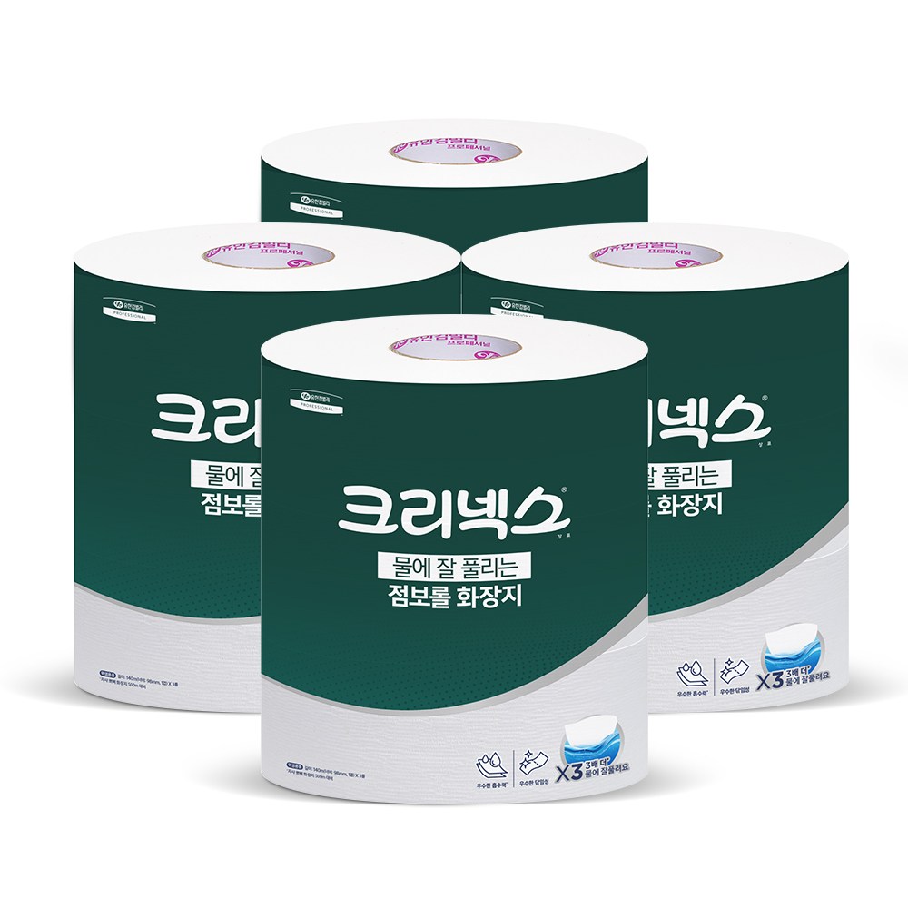 크리넥스 물에 잘 풀리는 1겹 점보롤 화장지, 4개, 3롤 25,000원