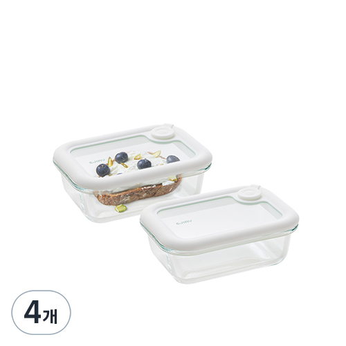 에지리 올글라스 내열유리 밀폐용기 사각 370ml, 단품, 4개 32,000원