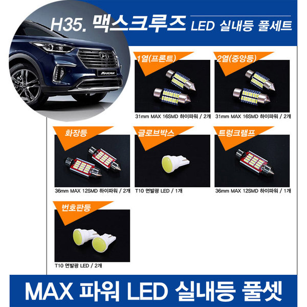 티몰 맥스크루즈 전용 MAX 파워 LED 실내등 모음전 4,300원