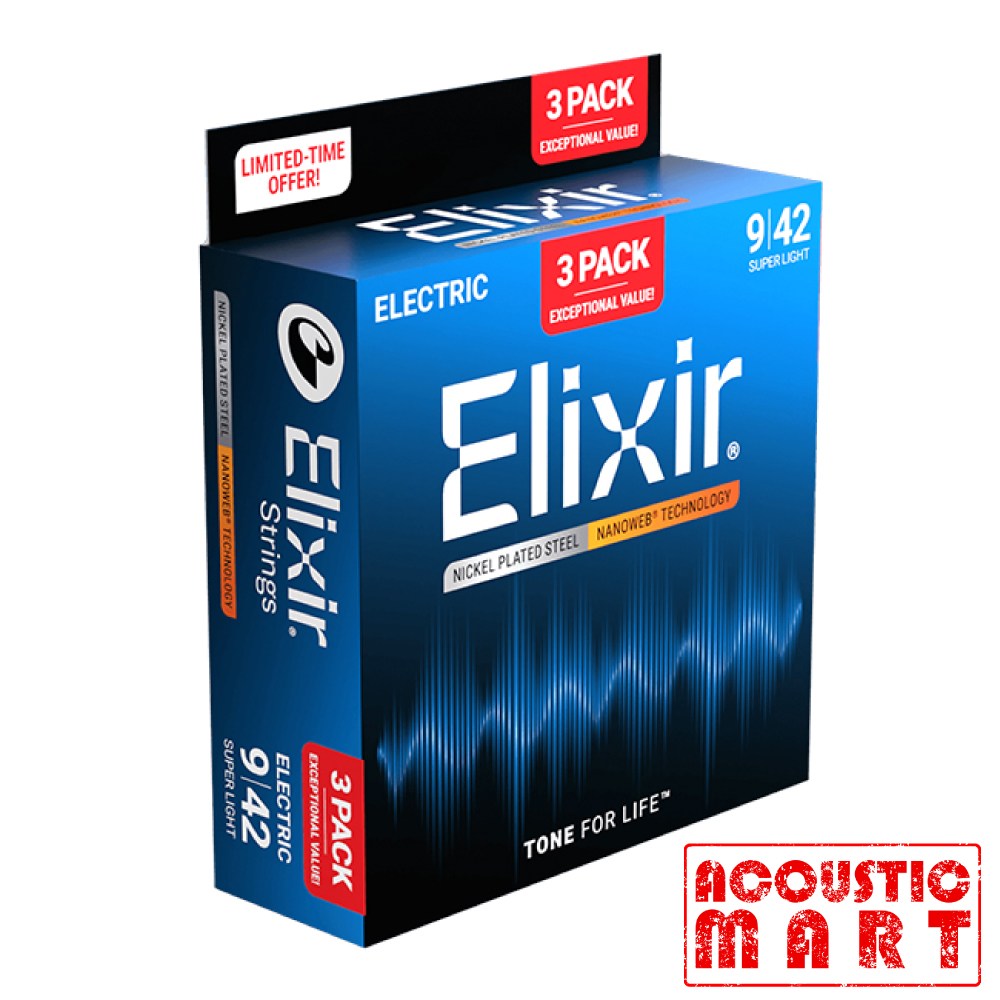 엘릭서 얇은 줄 나노웹 니켈 플레이티드 스틸 009-042 수퍼 라이트 스트링 3팩 Nanowab Nickel Plated Nano, 단일 색상, 1세트 59,000원
