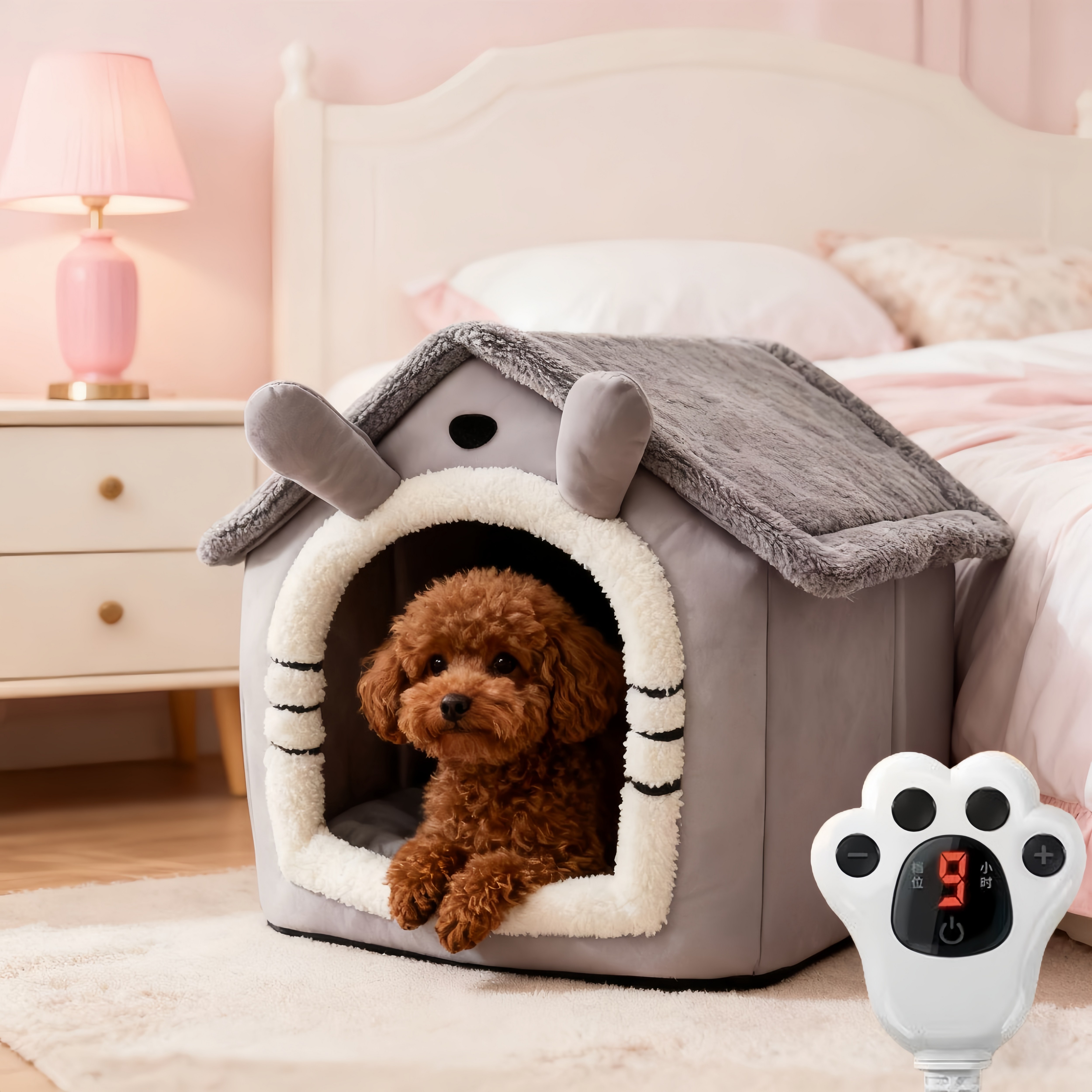 Mochae 반려동물 숨숨집 하우스 온열매트 전기담요 온열매트 9단 온도조절 방수 온열매트, 그레이 74,600원