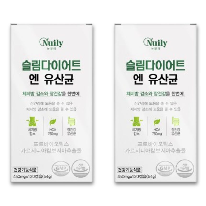 체지방감소 장건강 듀얼케어 슬림다이어트앤유산균 가르시니아 캄보지아 추출물, 2개, 120정 33,020원