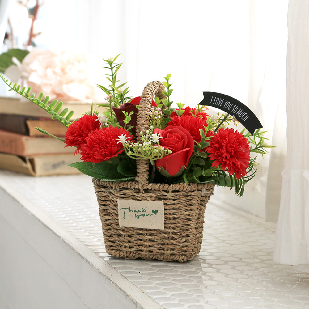 조아트 비누꽃 로즈마리 카네이션 바구니, 레드, 1개 19,420원