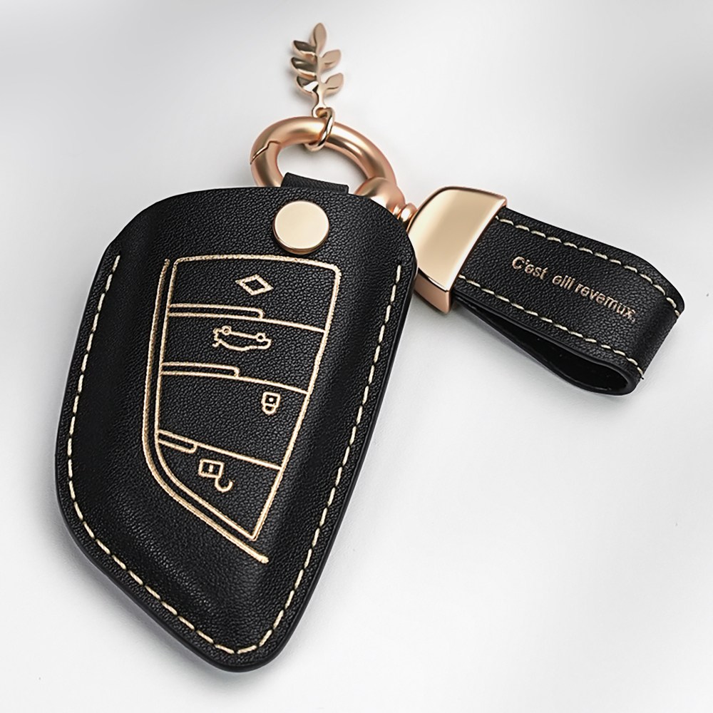 MODACE BMW 호환 소가죽 자동차 키케이스, & 가죽 스트랩, 블랙 29,550원