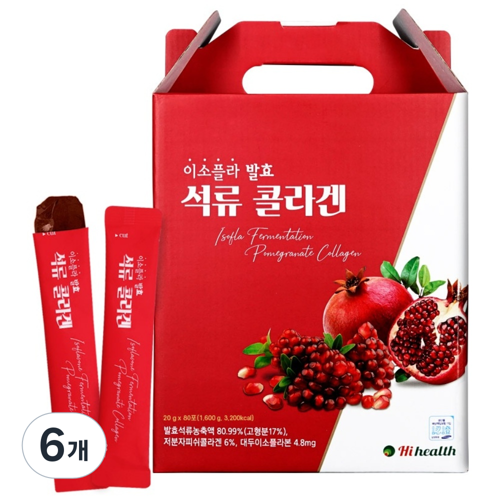 하이헬스 이소플라 발효 석류 콜라겐 젤리 스틱 80개, 1.6kg, 6개 159,000원