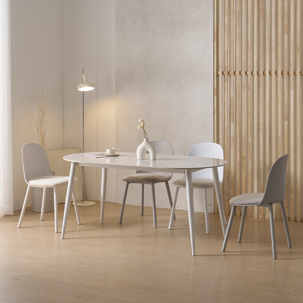 파로마 로니 1600 세라믹 식탁 + 의자 4P 세트 4인용 방문설치, 화이트(식탁), 아이보리 2P+그레이 2P (의자), 일반의자 4 308,000원