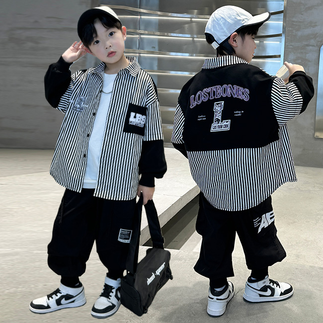 비비키드 초등생 신상 LBS 레터링 스트라이프 카라셔츠 상의 초중생 하의 주니어 의류 세트 남아 봄 가을 상의+하의 세트 (TZK610) 37,800원
