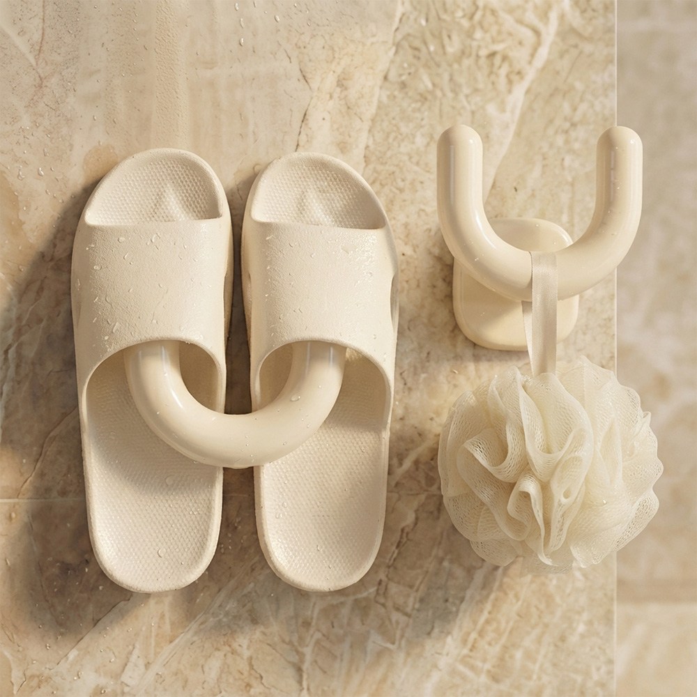 웨이븐 욕실 슬리퍼 걸이 흡착식 후크 다용도 거치대 2P, 1세트, 아이보리 9,000원