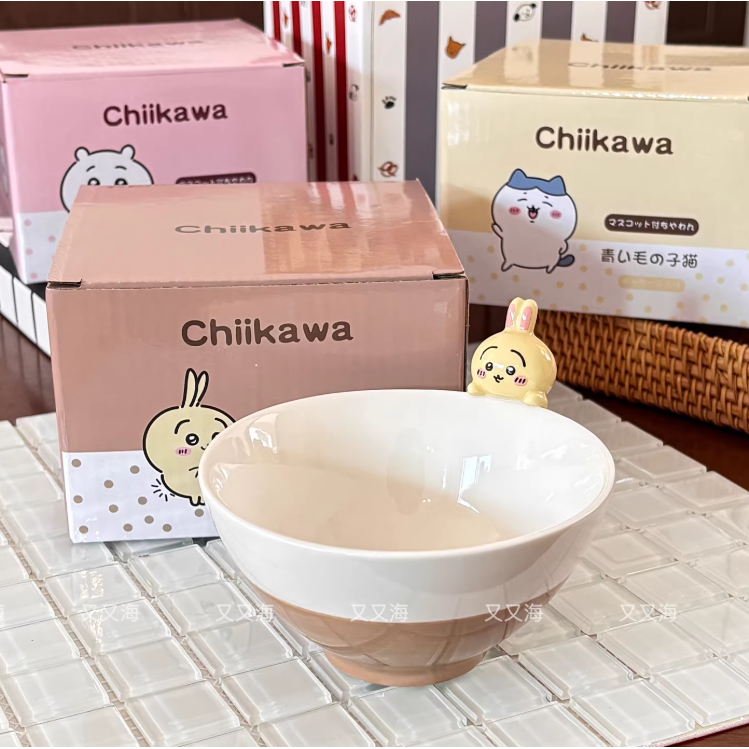 치이카와 마스코트 캐릭터 손잡이 미니 그릇 | 치이카와 도자기 밥그릇 | 캐릭터 디저트 볼, 1개, 베이지우사기 28,000원