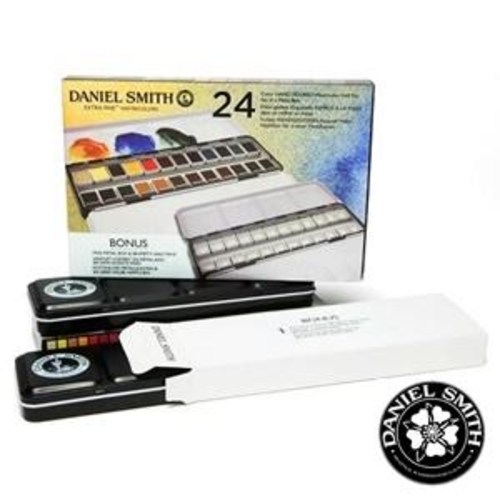 다니엘스미스 수채화 고체 물감 24색 하프팬 메탈박스 / 보너스박스1개포함 200,300원