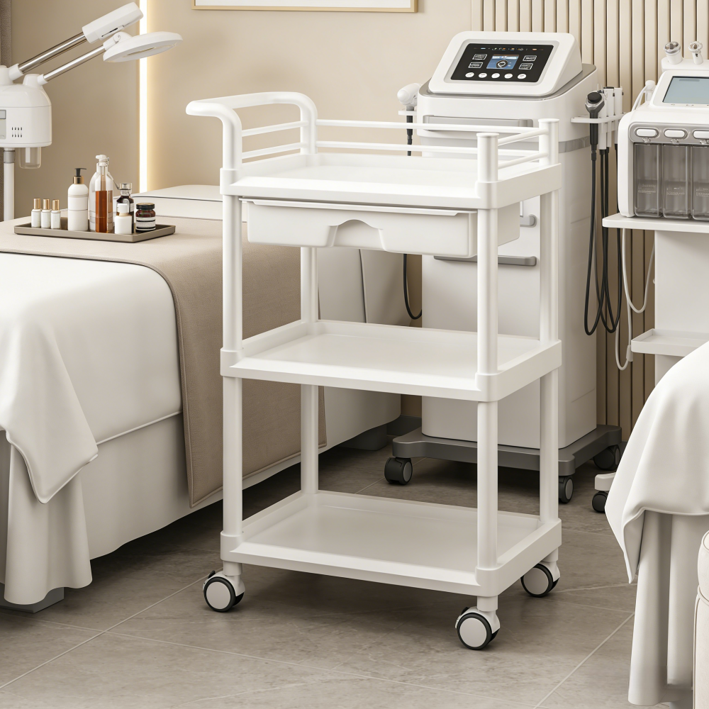 GAPINO 미용실 트롤리 뷰티 웨건 미용카트 트레이 다용도 가정용 이동식 수납카트 서빙카트 ABS, 3단, 화이트 47,800원