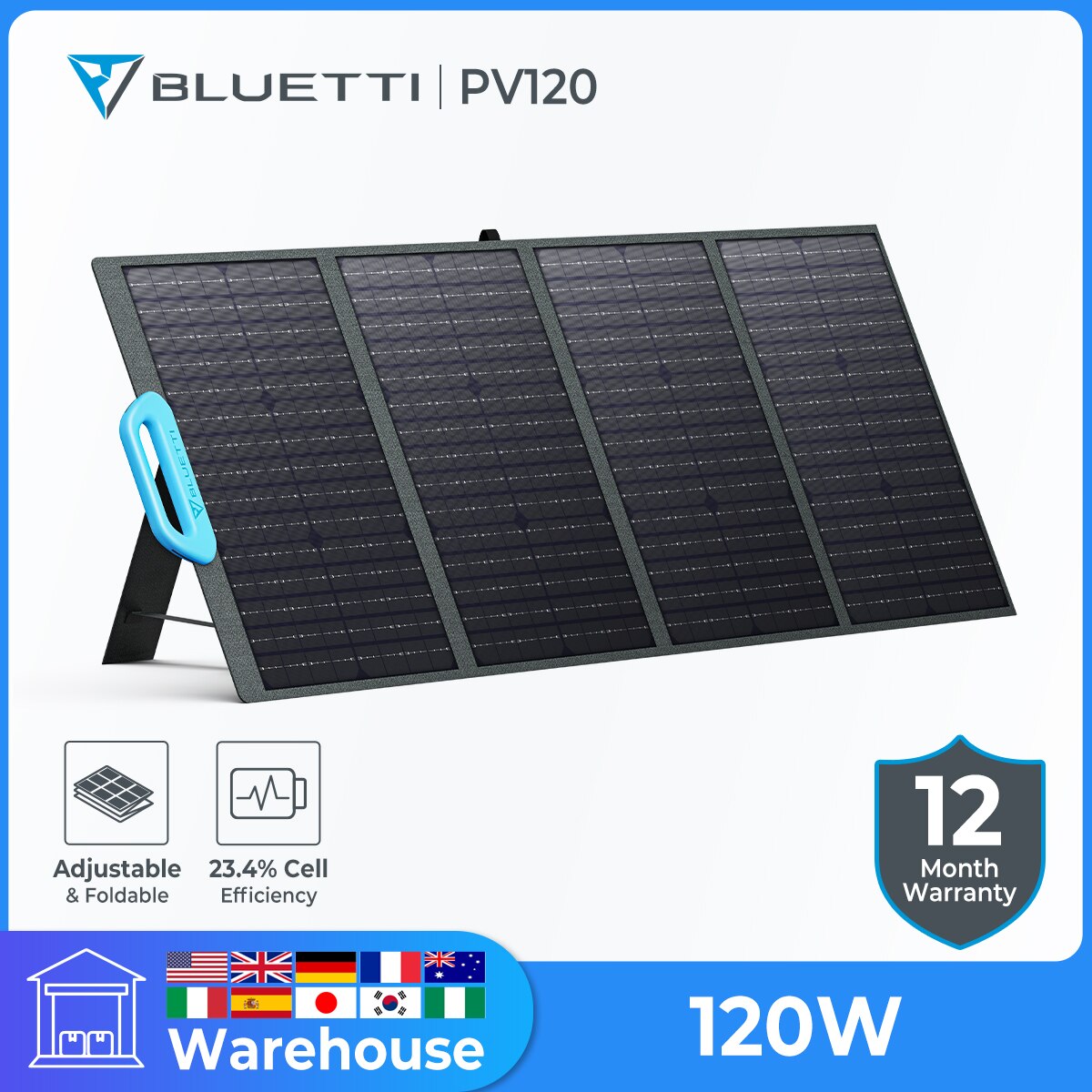 BLUETTI PV120 태양광 패널, 와트 휴대용 발전소 접이식 플레이트 충전기, RV 캠핑 정전용 442,400원