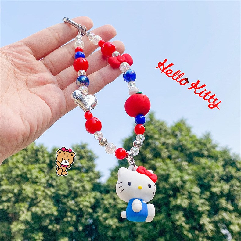 해외 정품 헬로 키티 산리오 아크릴 키링 에어팟 열쇠 가방 고리, 키티 롱 스트랩, 1개 8,900원