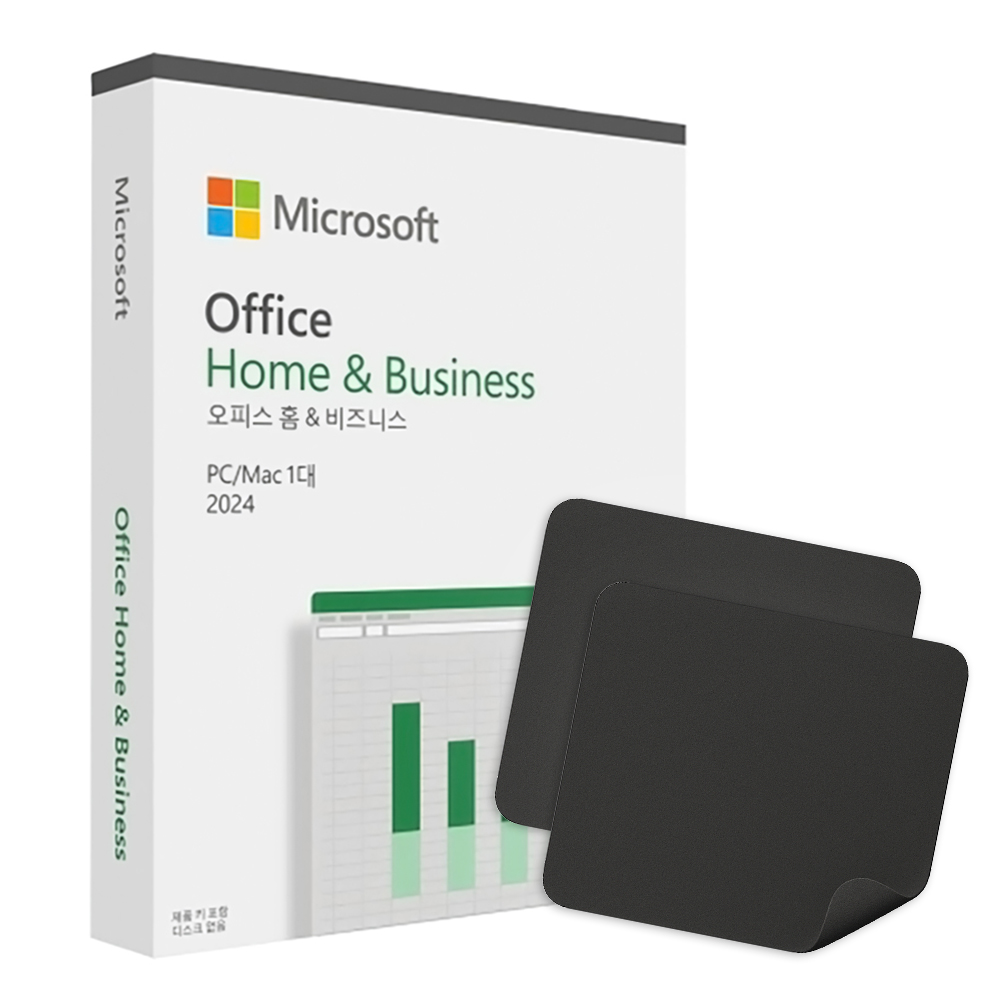 마이크로소프트 오피스 2024 Home & Business PKC 한글 기업용 영구사용버전 (마우스 패드 2매 증정), 오피스 홈&비즈니스 + 마우스패드 2매 349,000원