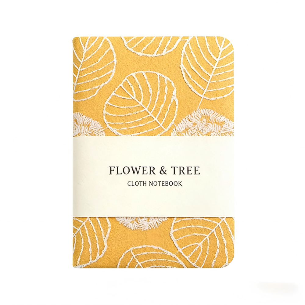 Equator고급 패브릭 자수 노트 A6 32절 메모 포켓 수첩, 1개, 노란 잎 9,900원