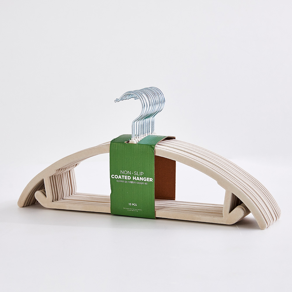 [MODERN HOUSE 중계점] 미끄러지지 않는 어깨뿔방지 니트옷걸이 15P세트 베이지  BT0225015 9,900원