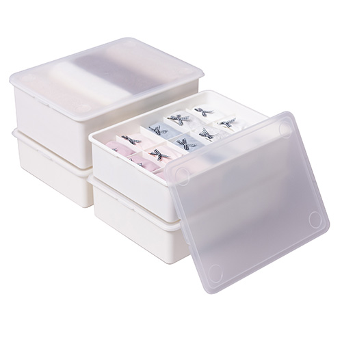 이즈리빙 플라스틱 속옷정리함 아이보리 반투명뚜껑 1칸 1p + 10칸 1p + 15칸 2p 세트 19,500원