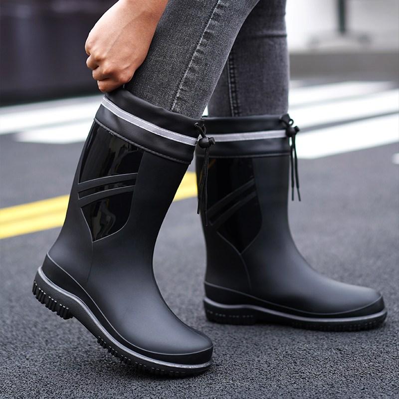 TIMEPURE 남성 레인부츠 방수 미끄럼방지 하이컷 장화  낚시 배달 작업화 아웃도어 보온 고무 장화 22,500원