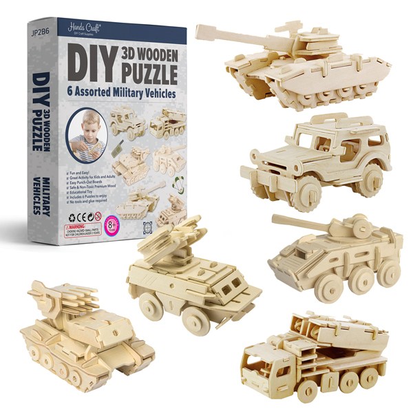 KC 어린이 안전인증 핸즈크라프트 3D 미니어처 목재퍼즐 밀리터리 차량, 1개 24,800원