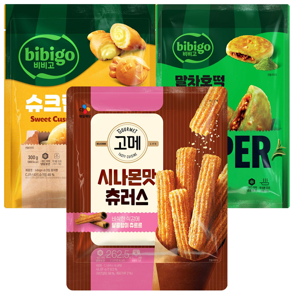 CJ 슈크림붕어빵+말차호떡+시나몬맛 츄러스, 1세트 19,990원
