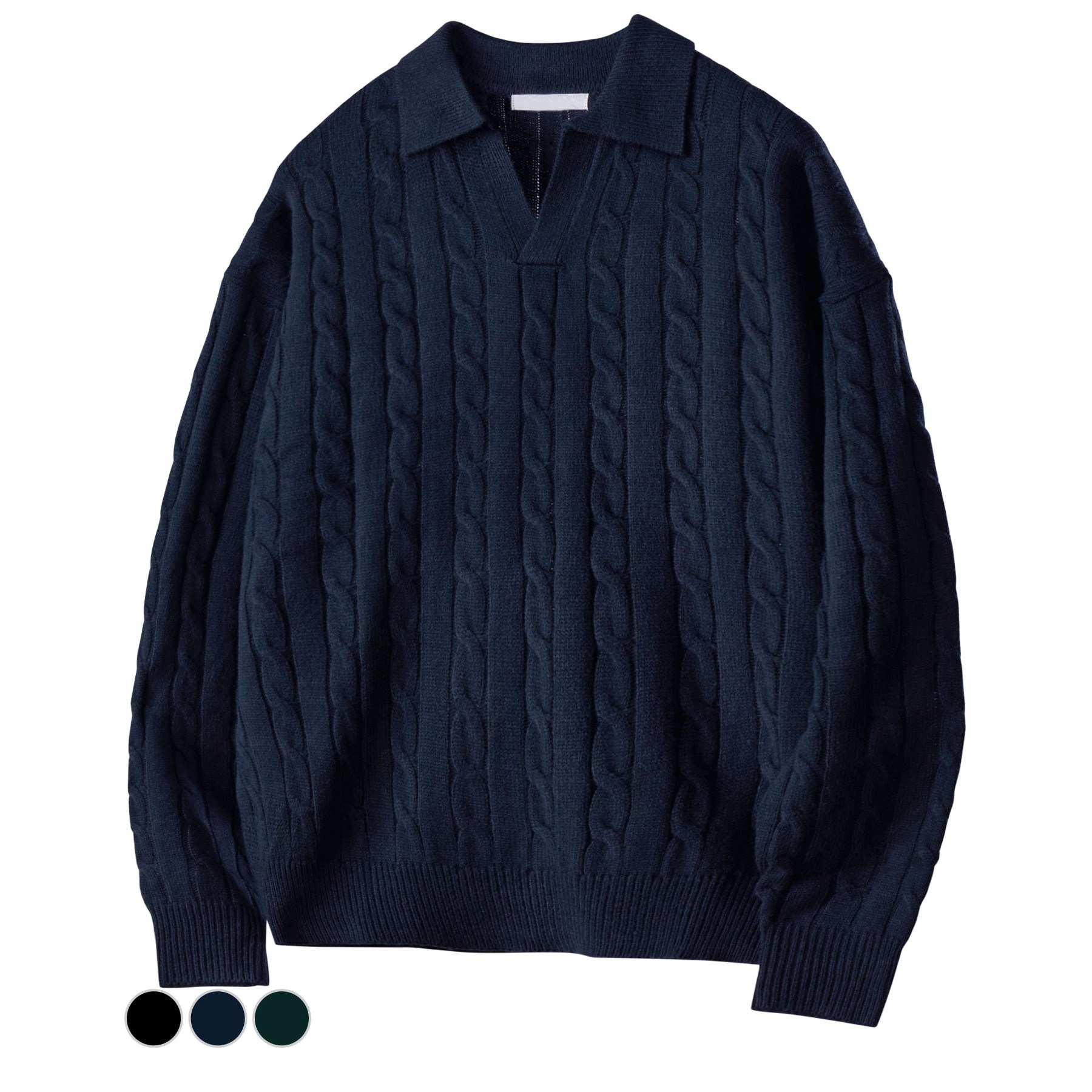 팀스핏 남성용 워셔블 빅사이즈 오버핏 꽈배기 카라 니트 티셔츠 35,900원