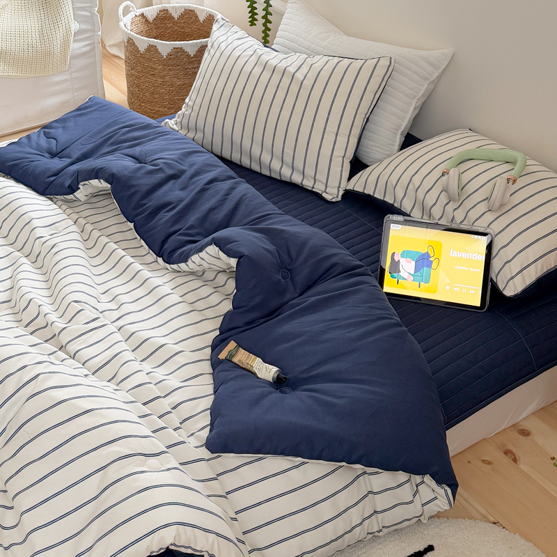 KURUA  스트라이프 항균 워싱 프리미엄 차렵이불 세트 22,900원
