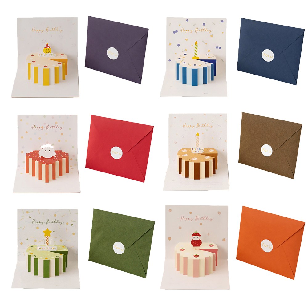 케이크 초 입체 카드6p+봉투6p 생일축하 메세지 팝업카드 9,800원