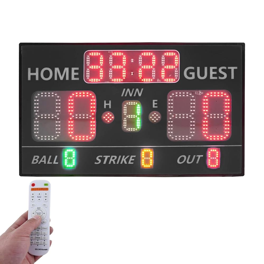 밀존 LED 야구 스코어보드, 원격 베이스 브래킷이 장착된 전자 소프트볼 스코어키퍼, 이닝 볼이 아웃도어에서 스트라이크 아웃되는 휴대용 하이라이트 디지털 스코어보드 385,500원