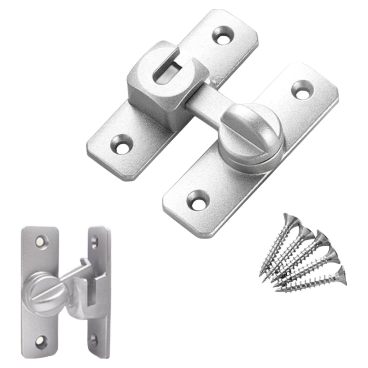 [루이/현관문안전고리] 90도 180도 회전 도어락 미닫이문 잠금장치 / 강력한 보안 & 쉬운 설치, 은색, 1개 10,900원