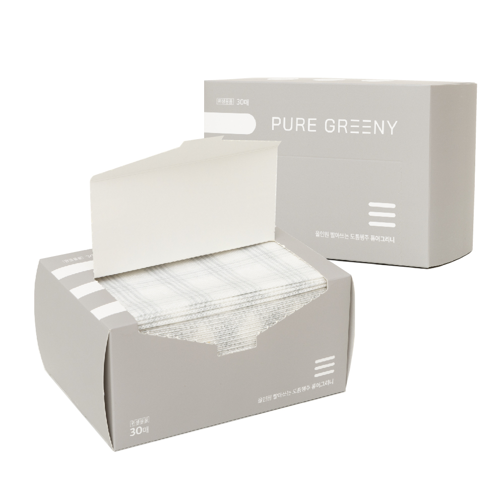 1+1 퓨어그리니 올인원 빨아쓰는 도톰행주 키친타올 박스타입 30매 그레이+그레이, 2박스, 30매입 30,200원