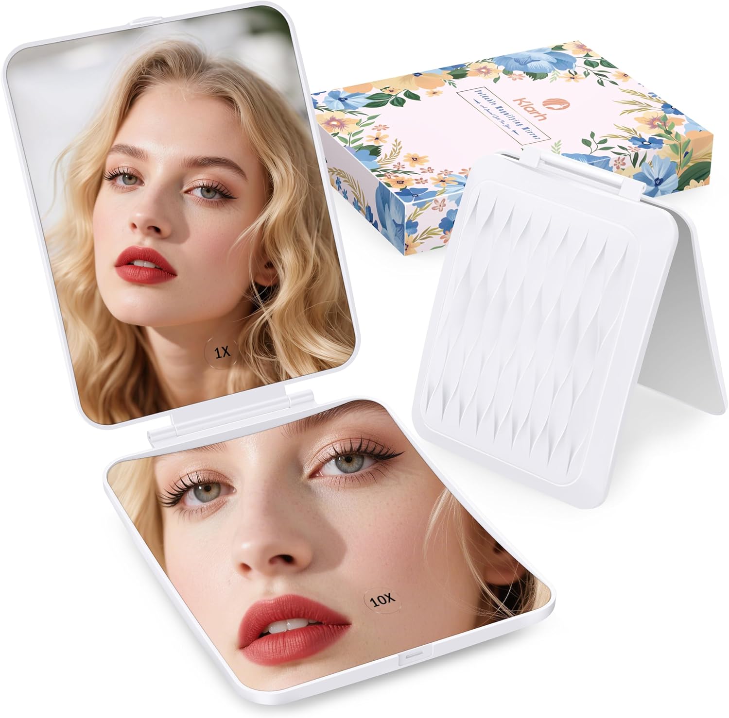 클라 여행용 메이크업 미러 1배 확대10배 확대 기능 휴대용 접이식 오피스용 테이블탑 컴팩트 배니티 미러진주색 LED 조명 없음 24,220원