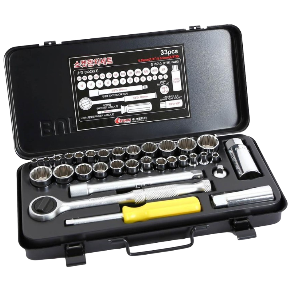 세신버팔로 소켓렌치세트 1/4-3/8 33PCS MM Set 복스세트 렌치 소켓 힌지 라쳇 45,700원