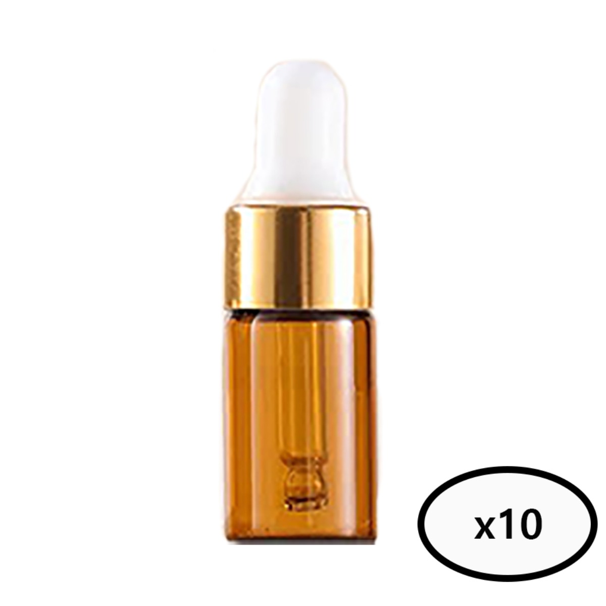 모든유통 갈색 미니 골드링 샘플 스포이드 향수 공병 아로마 유리 용기 10개묶음 1ml 2ml 3ml 5ml, 현재가 5,000원