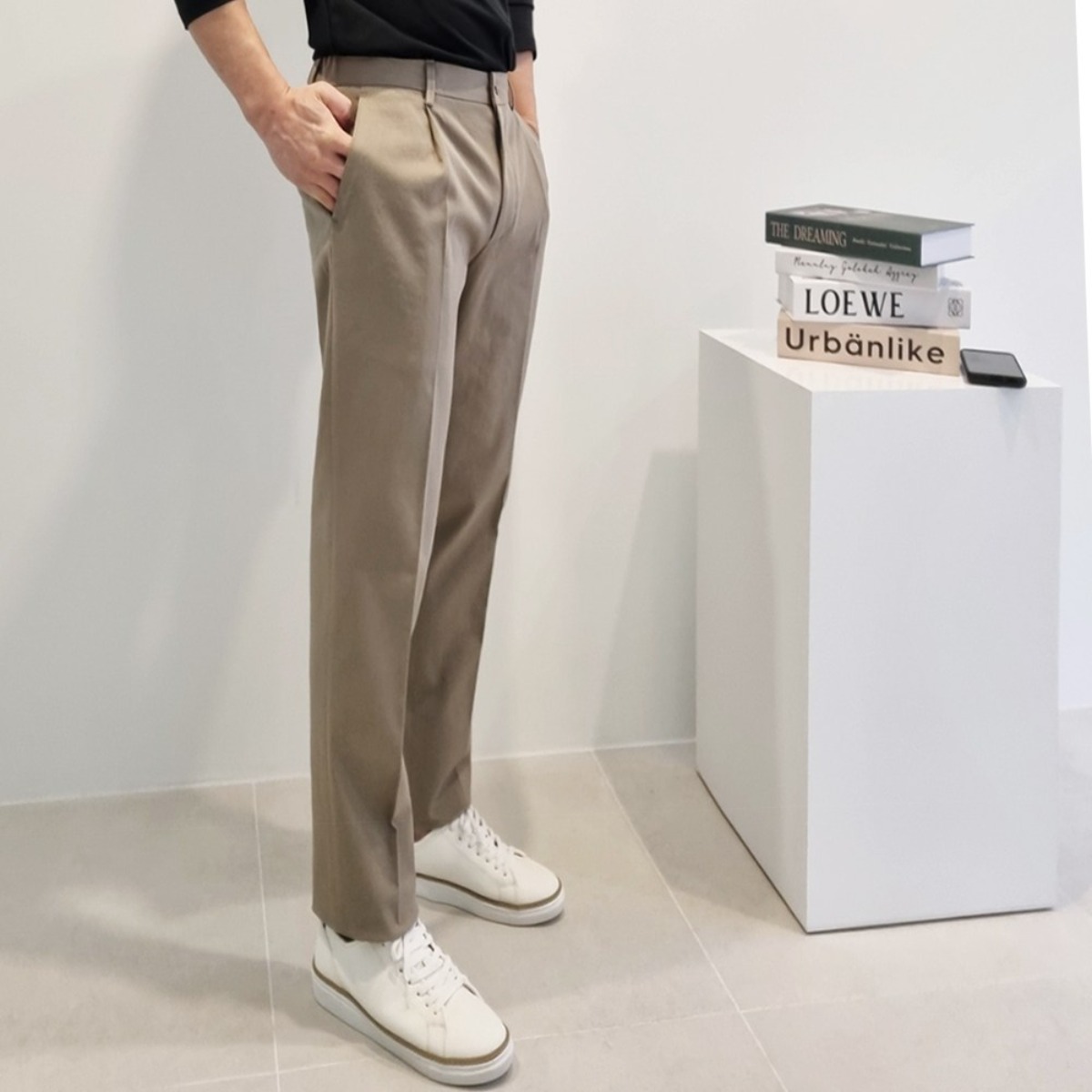 봄 상품 원턱 하프 밴딩 코튼 슬랙스 캐주얼 남자 바지 준옴므 22,000원