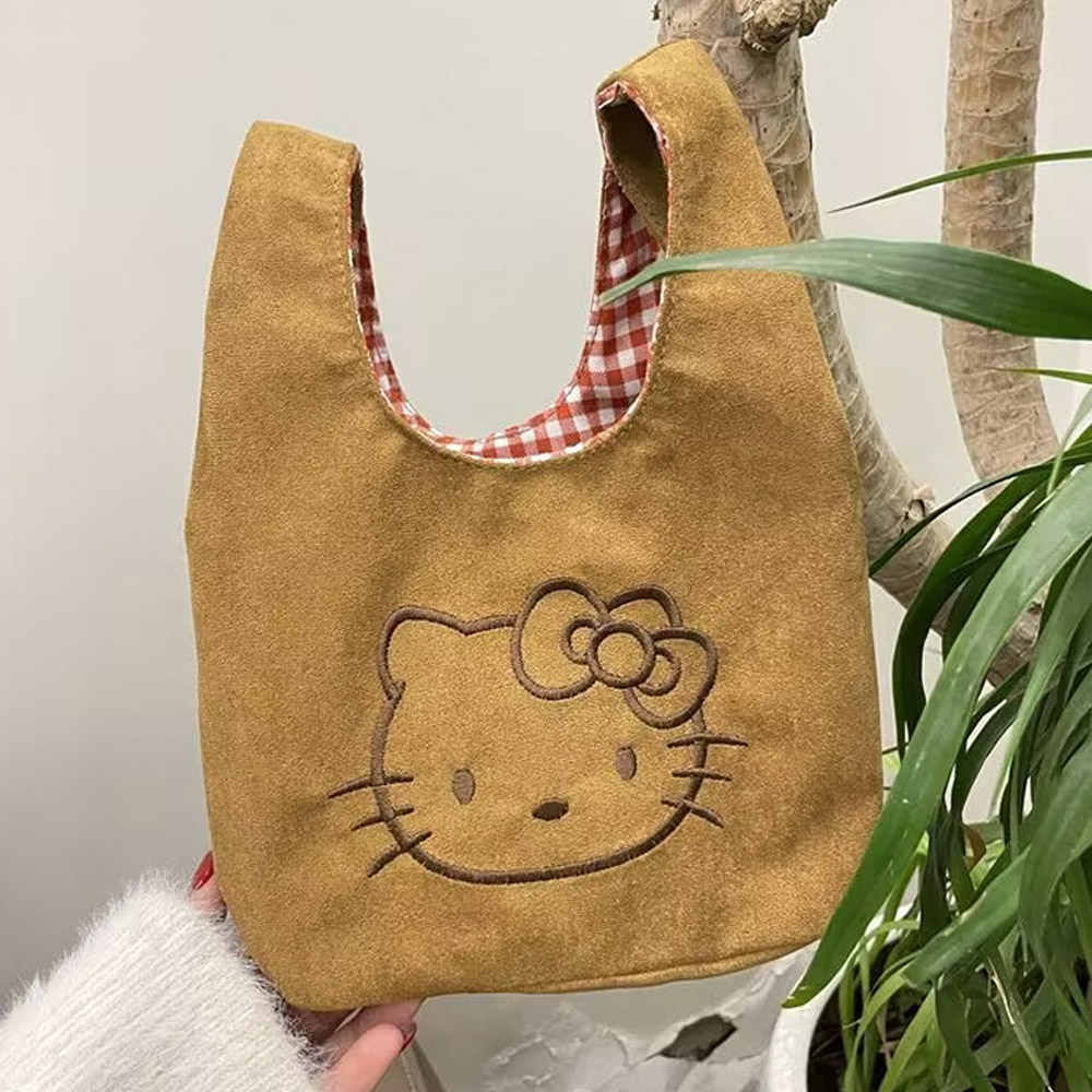 헬로 키티 산리오 빅페이스 미니 콤팩트 스웨이드 에코백 가방 17,500원