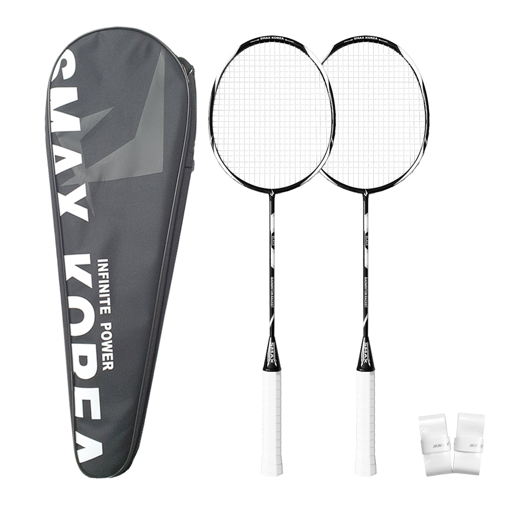스맥스코리아 카본 배드민턴 라켓 2p + 라켓 가방 + 그립 2p 세트 블랙 49,150원