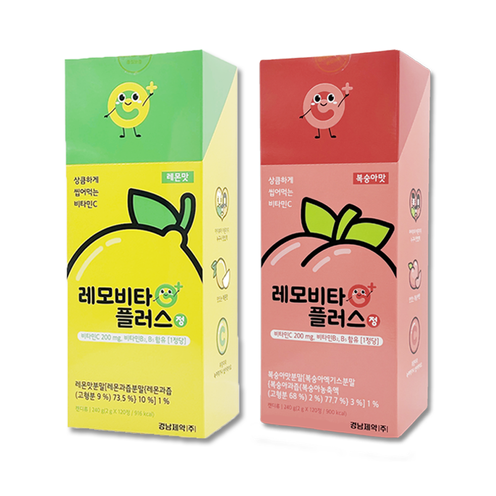 경남제약 레모비타플러스정 레몬맛+복숭아맛 세트 어린이건강간식 13,900원