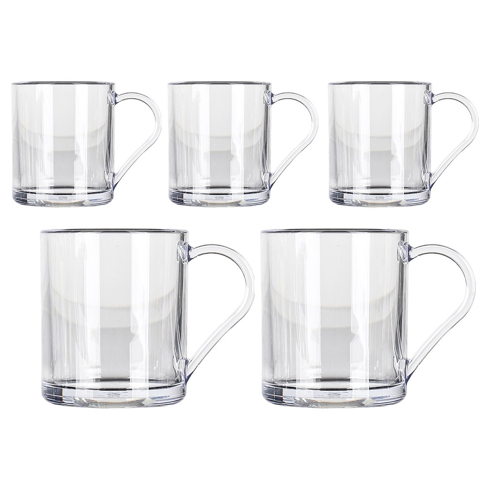 트라이탄컵 친환경 안깨지는 물컵 투명 커피 플라스틱컵 카페 예쁜 손잡이 머그컵 13oz 온스 365ml 세트, 5개 33,250원