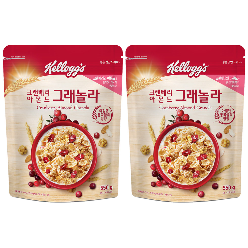 켈로그 크랜베리 아몬드 그래놀라, 500g, 2개 15,900원