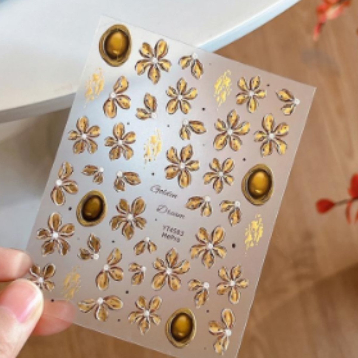 [퍼니네일] 유니크한 메탈 플라워 네일스티커 가을네일꽃, 1개, 엠보스티커 - 267 2,500원