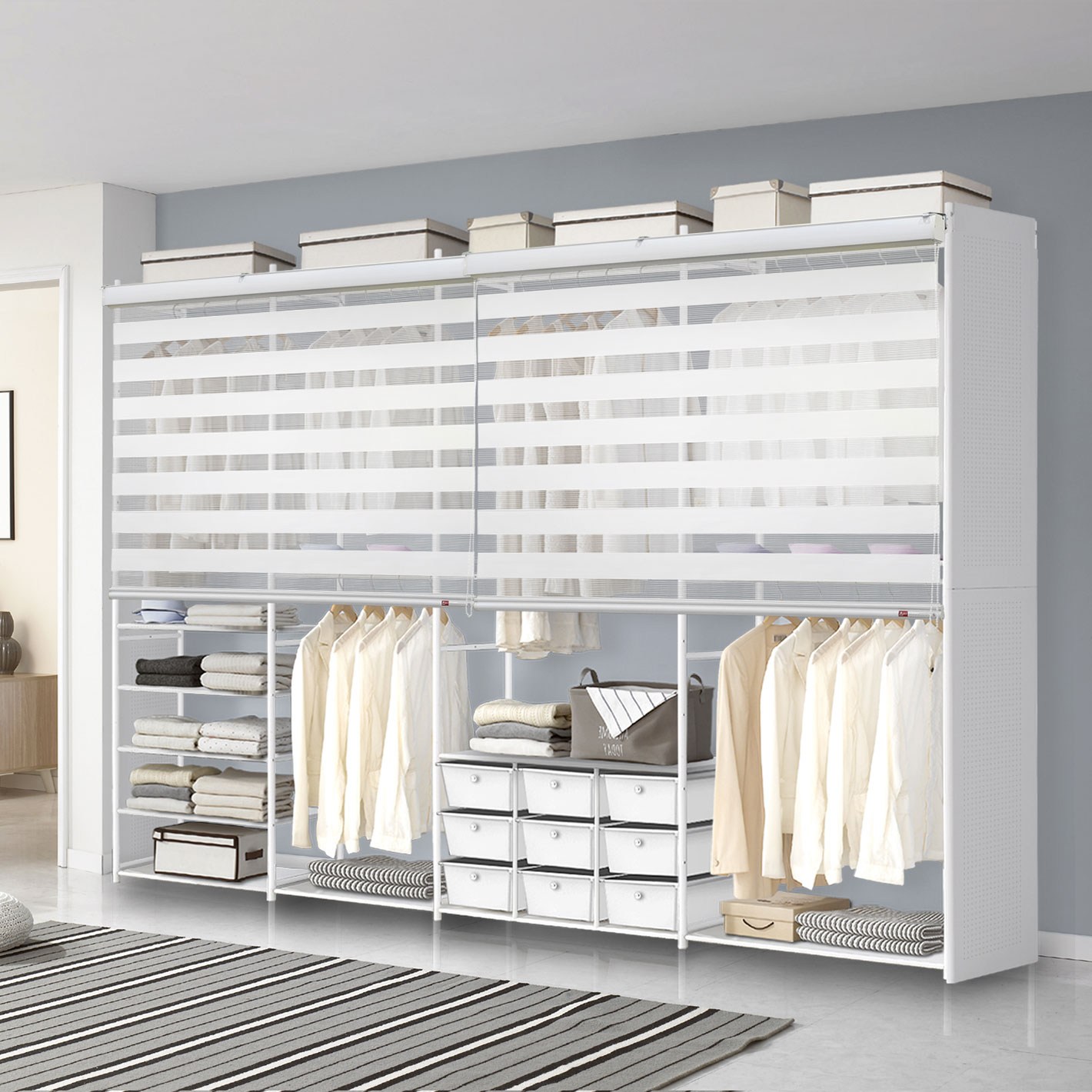 휴센 2단 철제 스탠드 드레스룸 시스템행거 튼튼한 옷장 행거 506,900원